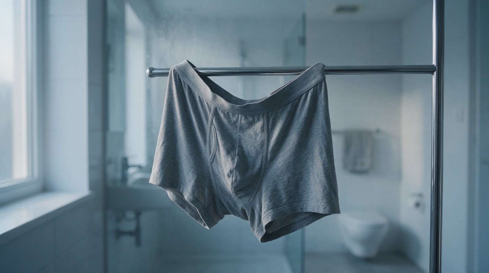 Boxer en coton gris pendu, détendu et lourd